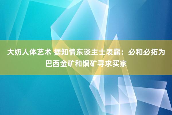 大奶人体艺术 据知情东谈主士表露：必和必拓为巴西金矿和铜矿寻求买家