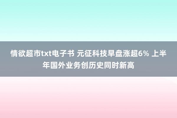 情欲超市txt电子书 元征科技早盘涨超6% 上半年国外业务创历史同时新高