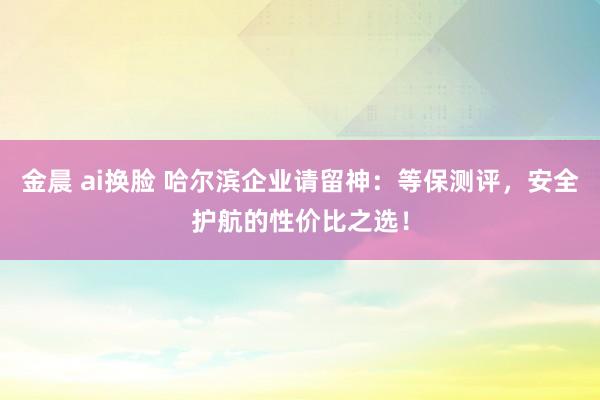 金晨 ai换脸 哈尔滨企业请留神：等保测评，安全护航的性价比之选！