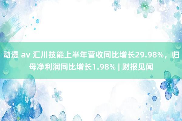 动漫 av 汇川技能上半年营收同比增长29.98%，归母净利润同比增长1.98% | 财报见闻