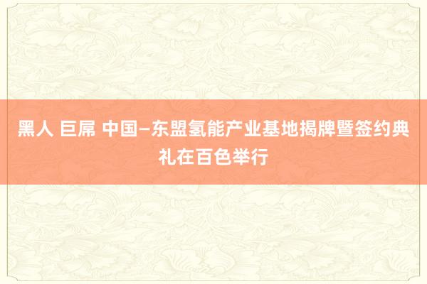 黑人 巨屌 中国—东盟氢能产业基地揭牌暨签约典礼在百色举行