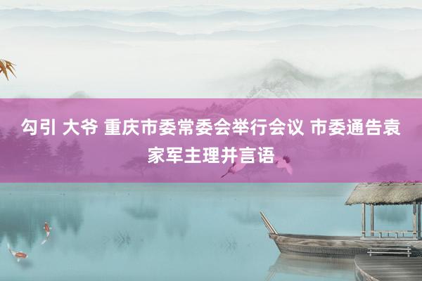 勾引 大爷 重庆市委常委会举行会议 市委通告袁家军主理并言语