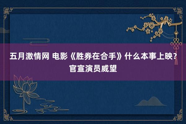 五月激情网 电影《胜券在合手》什么本事上映？官宣演员威望